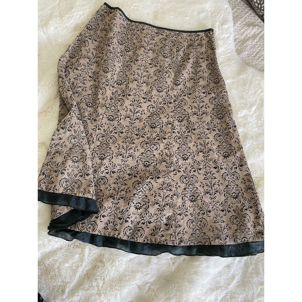 New Directions Damask Corduroy Midi Skirt Womens 12‎ Floral A-Line Cotton Earthy
